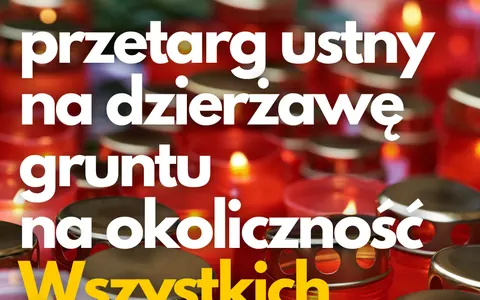 Plakat: Przetarg na stoiska ze zniczami, wieńcami i kwiatami w Cieszynie – Wszystkich Świętych 2026