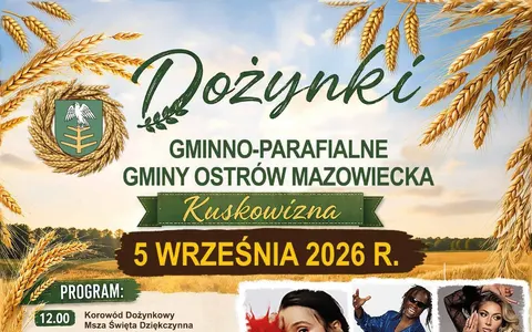 Plakat: Dożynki Gminno-Parafialne Gminy Ostrów Mazowiecka