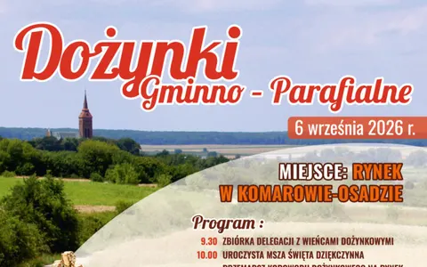 Plakat: Dożynki Gminno-Parafialne w Komarowie-Osadzie