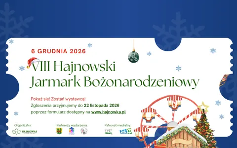 Plakat: VIII Hajnowski Jarmark Bożonarodzeniowy – nabór wystawców (6 grudnia)
